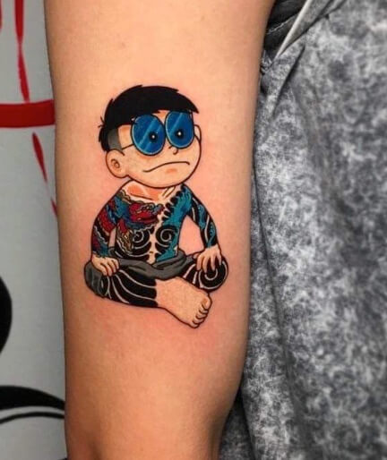 Hình xăm Nobita Nhật cổ mini ngầu mẫu 1