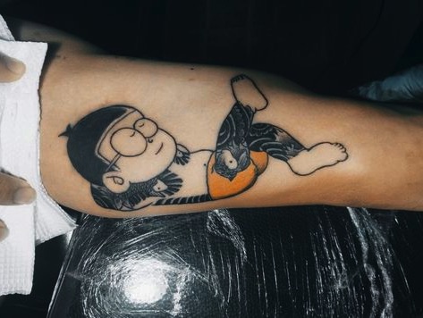 Hình xăm Nobita Nhật cổ mini ngầu mẫu 4