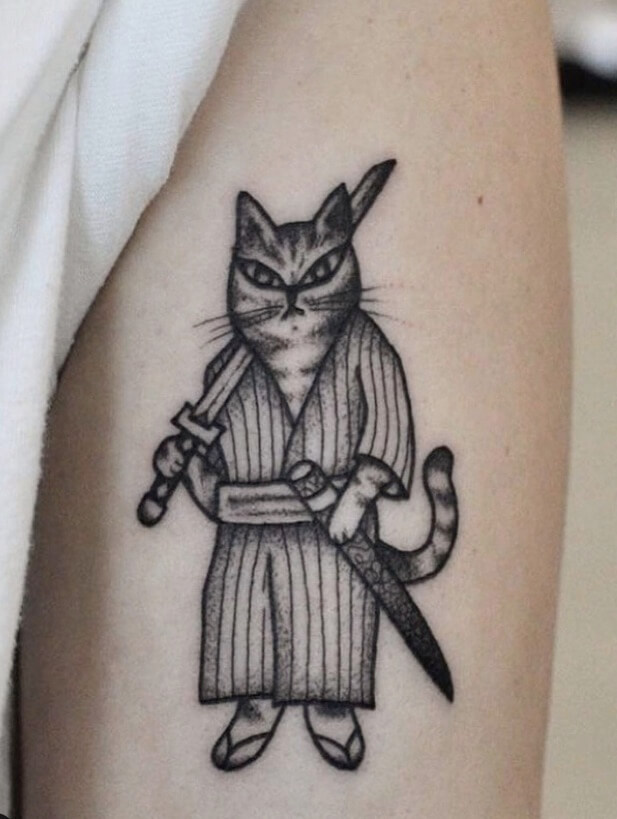 Ý nghĩa hình xăm mèo thần tài samurai hình 62