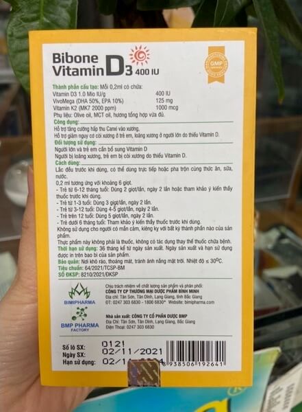 Bibone Vitamin D3 400IU có tốt không, thành phần công dụng giá bao nhiêu hình 4