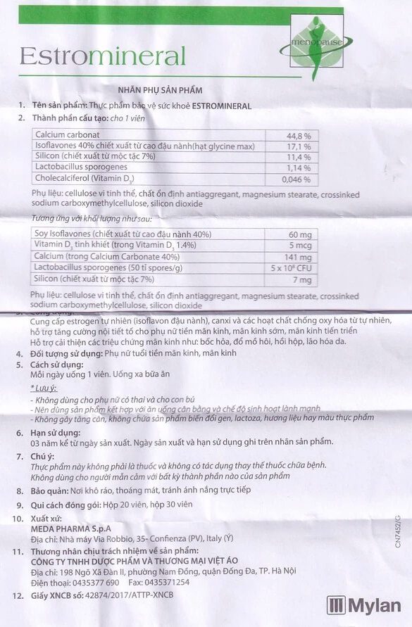 Estromineral là thuốc gì giá bao nhiêu có tác dụng gì Estromineral cải thiện triệu chứng tiền mãn kinh cách dùng hình 3
