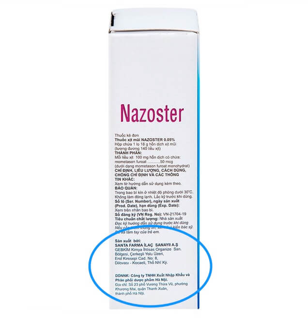 Nazoster là thuốc gì? Giá bao nhiêu? Thuốc xịt mũi Nazoster 0.05 có tốt không? Tác dụng phụ? Cách dùng? hình 5