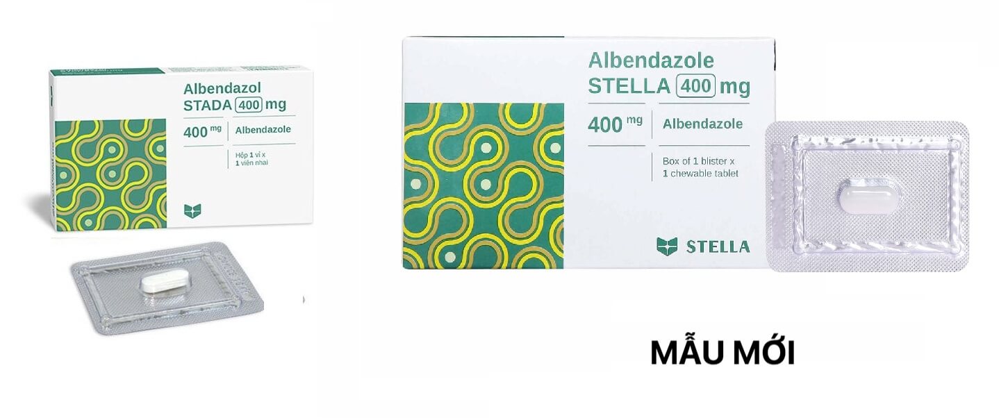 Thuốc Albendazol Stella 400mg là thuốc điều trị một loại hoặc nhiều loại ký sinh trùng đường ruột như giun đũa, giun kim, giun lươn, giun tóc, giun mỏ, giun móc, sán hạt dưa, sán lợn, sán bò, sán lá gan loại Opisthorchis viverrini và O. sinensis. Thuốc còn chỉ định để điều trị bệnh ấu trùng di trú ở da, bệnh ấu trùng sán lợn có tổn thương não và bệnh nang sán không thể phẫu thuật, là thuốc gì, giá bao nhiêu, liều dùng, của công ty TNHH Liên Doanh Stellapharm - Việt Nam, số đăng ký VD-25032-16 hình 11