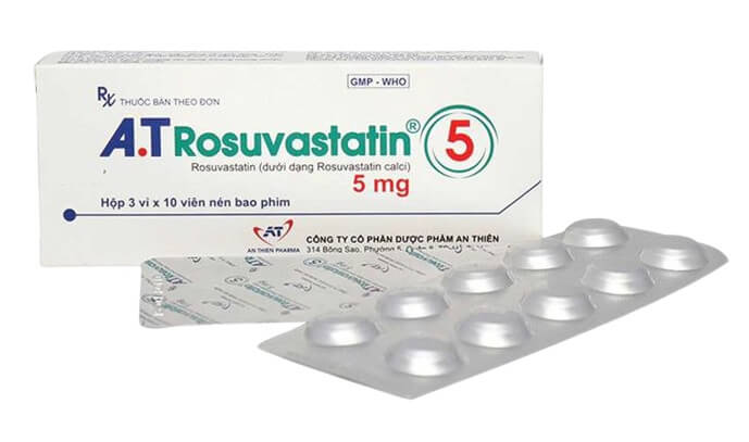 Thuốc A.T Rosuvastatin 5mg hoạt chất chính Rosuvastatin 5mg/1 viên, dùng cho bệnh nhân tăng Cholesterol nguyên phát (loại IIa) hoặc rối loạn lipid máu hỗn hợp (loại IIb), người lớn và trẻ em trên 6 tuổi bị tăng Cholesterol máu gia đình kiểu đồng hợp tử và dị hợp tử. Người có nguy cơ cao về bệnh tim mạch của Công ty Cổ phần Dược phẩm An Thiên (A.T PHARMA CORP), số đăng ký VD-25635-16 hình 14