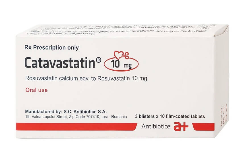 Thuốc Catavastatin 10mg S.C Antibiotice điều trị tăng cholesterol máu nguyên phát, rối loạn lipid máu hỗn hợp, và tăng cholesterol máu gia đình kiểu đồng hợp tử hình 1