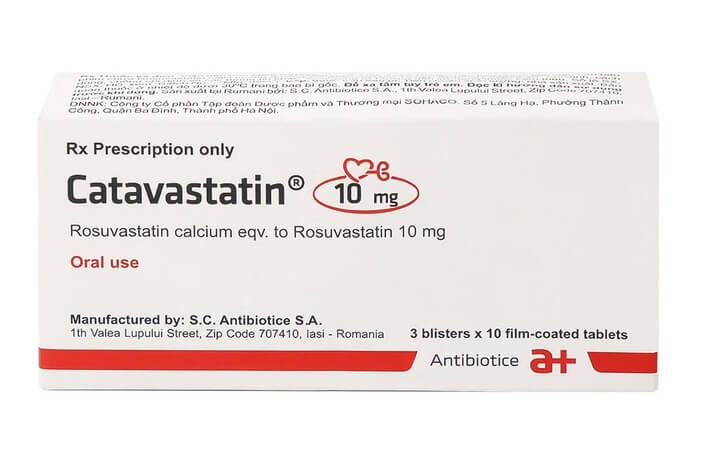 Thuốc Catavastatin 10mg S.C Antibiotice điều trị tăng cholesterol máu nguyên phát, rối loạn lipid máu hỗn hợp, và tăng cholesterol máu gia đình kiểu đồng hợp tử hình 2