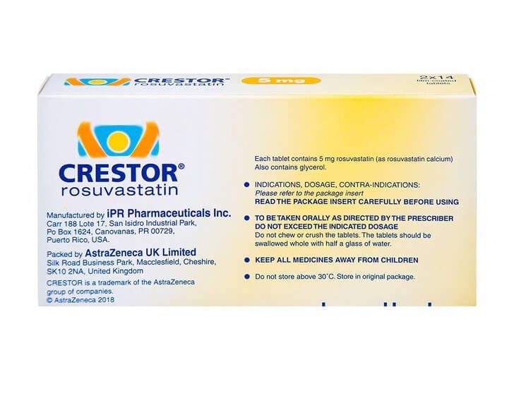 Thuốc Crestor 5mg là thuốc kê đơn được bác sĩ chỉ định điều trị cho người tăng cholesterol máu nguyên phát (loại lIa kể cả tăng cholesterol máu gia đình kiểu dị hợp tử), rối loạn lipid máu hỗn hợp (loại llB), tăng cholesterol máu gia đình kiểu đồng hợp tử, làm chậm tiến triển của bệnh xơ vữa động mạch, phòng ngừa bệnh tim mạch nguyên phát của công ty AstraZeneca, số đăng ký VN-19786-16 hình 8