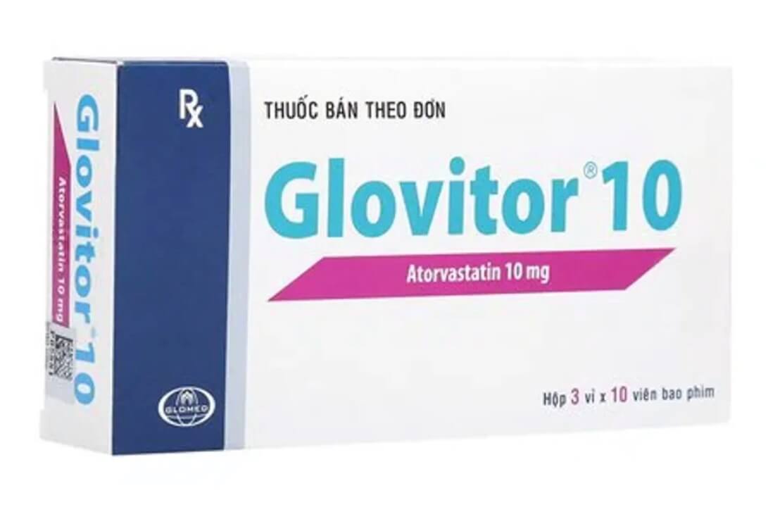 Thuốc Glovitor 10 Glomed điều trị tăng cholesterol máu nguyên phát & rối loạn lipid máu hỗn hợp (type IIa & IIb); làm giảm triglycerid máu (type IV), điều trị rối loạn betalipoprotein máu nguyên phát (type III), tăng Cholesterol máu gia đình đồng hợp tử hình 2