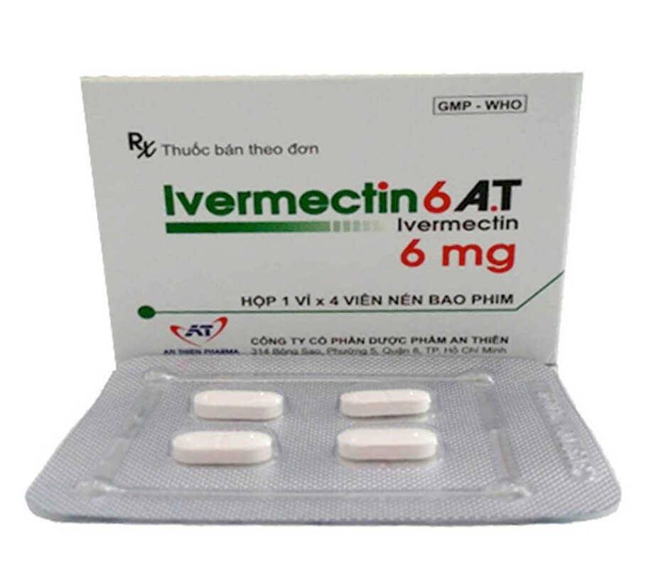 Thuốc Ivermectin 6mg A.T có tác dụng điều trị các bệnh nhiễm ký sinh trùng, nhiễm giun lươn, giun đũa, giun chỉ, Ấu trùng di chuyển trên da, dùng được cho người lớn và trẻ em > 5 tuổi (thể trọng ≥ 15 kg), là thuốc gì, giá bao nhiêu, cách dùng, liều dùng, có tác dụng gì, Công ty Cổ phần Dược phẩm An Thiên (Việt Nam), có số đăng ký là VD-26110-17 hình 11