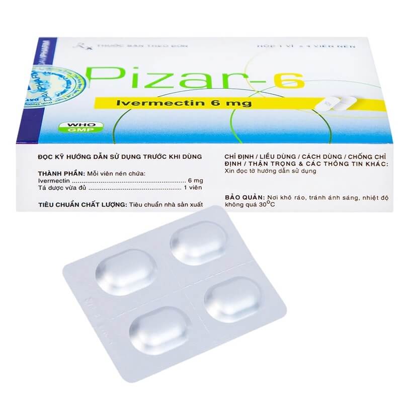 Viên nén Pizar-6 DaViPharm điều trị các bệnh nhiễm giun lươn, giun chỉ, chứa hoạt chất chính là Ivermectin với hàm lượng 6mg/1 viên, của Công ty Cổ phần Dược phẩm Đạt Vi Phú (Davipharm), được cấp phép với số đăng ký VD-18099-12 hình 9