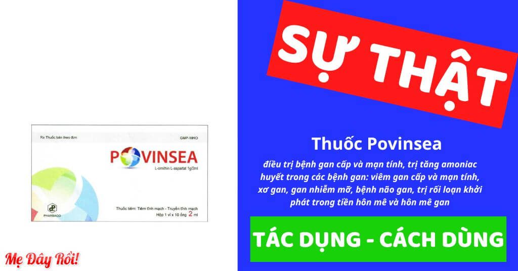 Thuốc Povinsea là thuốc kê đơn chứa L-Ornithine L-Aspartate với hàm lượng 1g/ống 2ml (hoặc 2,5g/ống 5ml), có tác dụng giải độc gan, điều trị các tình trạng tăng amoniac liên quan đến các bệnh về gan: xơ gan, viêm gan cấp và mạn, bệnh não gan, gan nhiễm mỡ, bệnh não gan, rối loạn - suy giảm chức năng gan, tiền hôn mê và hôn mê gan của Công ty cổ phần dược phẩm trung ương 1 - Pharbaco