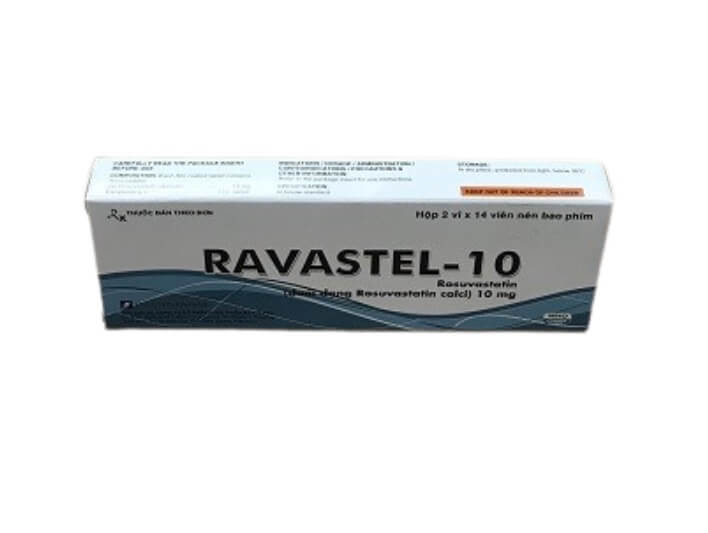 Thuốc Ravastel-10 điều trị tăng cholesterol huyết cho người lớn và trẻ em từ 6 tuổi trở lên bị tăng cholesterol máu nguyên phát (loại lia, kể cả tăng cholesterol máu gia đình kiểu dị hợp tử), rối loạn lipid máu hỗn hợp (loại llB), tăng cholesterol máu gia đình kiểu đồng hợp tử và phòng ngừa biến cố tim mạch, của công ty TNHH Dược phẩm Đạt Vi Phú (DAVIPHARM), số đăng ký VD-21067-14, là thuốc gì, giá bao nhiêu hình 12