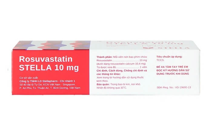 Thuốc Rosuvastatin STELLA 10mg là thuốc kê đơn điều trị cho những trường hợp tăng cholesterol máu gồm tăng cholesterol máu nguyên phát (loại IIa), rối loạn lipid hỗn hợp (loại IIb) và tăng triglyceride máu (loại IV), tăng cholesterol máu ở gia đình đồng hợp tử là thuốc gì giá bao nhiêu liều dùng cách uống, của Công ty TNHH LD Stellapharm, số đăng ký VD-19690-13 hình 13