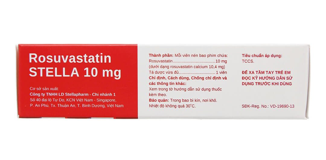 Thuốc Rosuvastatin STELLA 10mg là thuốc kê đơn chứa hoạt chất chính Rosuvastatin, hàm lượng 10mg/viên, được bác sĩ chỉ định để điều trị cho những trường hợp tăng cholesterol máu gồm tăng cholesterol máu nguyên phát (loại IIa), rối loạn lipid hỗn hợp (loại IIb) và tăng triglyceride máu (loại IV), tăng cholesterol máu ở gia đình đồng hợp tử là thuốc gì giá bao nhiêu liều dùng cách uống hình 6