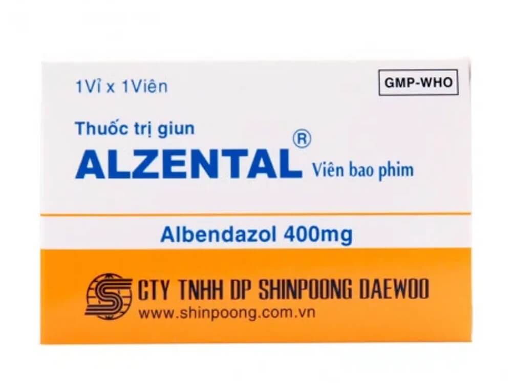 Thuốc Alzental 400mg điều trị nhiễm một hoặc nhiều loại ký sinh trùng đường ruột như giun đũa, giun kim, giun móc, giun mỏ, giun tóc, giun lươn và diệt ấu trùng dưới da là thuốc gì có tác dụng gì, tẩy giun có tốt không, giá bao nhiêu, uống lúc nào, trước hay sau ăn hình 9