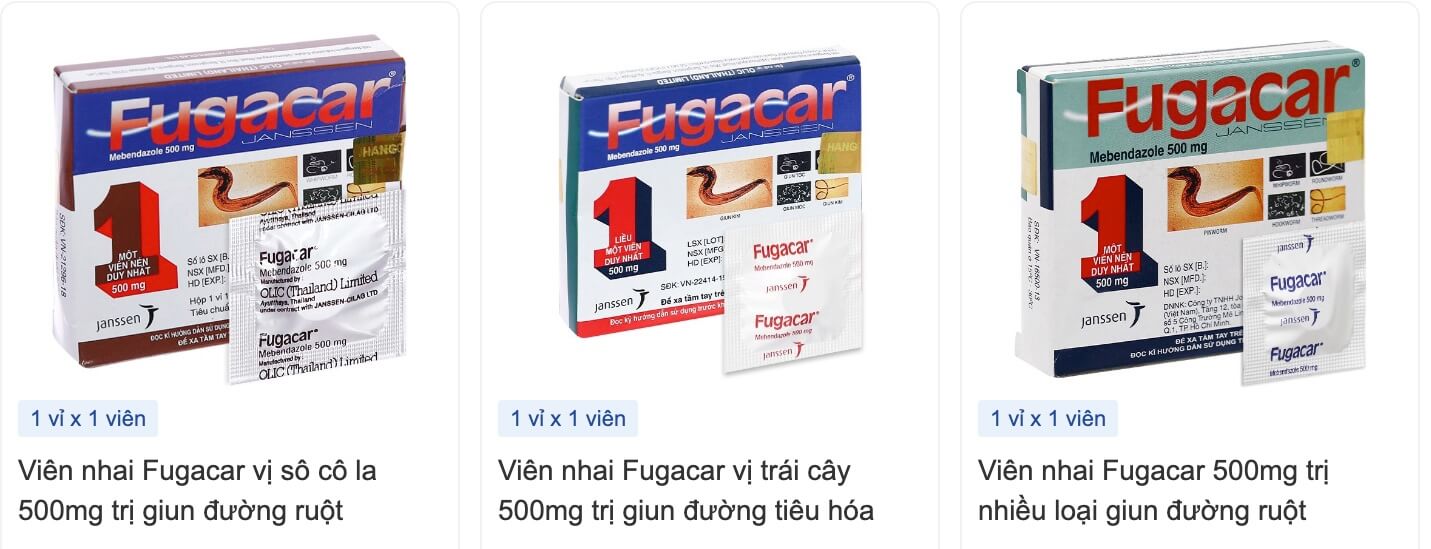 Thuốc tẩy giun Fugacar 500mg là thuốc gì, kê đơn hay không kê đơn? Có mấy loại? Có tốt không? Có hiệu quả không? Có trị sán chó không? Thật giả? Cách sử dụng? Có hiệu quả không? Thành phần, uống nhiều có hại không? hình 1