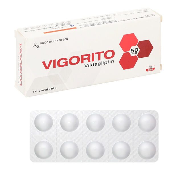 Thuốc Vigorito 50mg là thuốc kê đơn từ bác sĩ, chỉ định cho bệnh nhân tiểu đường type 2, với hoạt chất chính là Vildagliptin (50mg/viên) hình 5