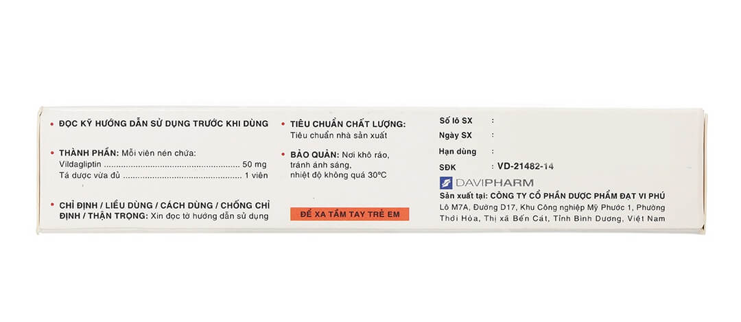 Thuốc Vigorito 50mg là thuốc kê đơn từ bác sĩ, chỉ định cho bệnh nhân đái tháo đường type 2, với hoạt chất chính là Vildagliptin (50mg/viên) hình 7