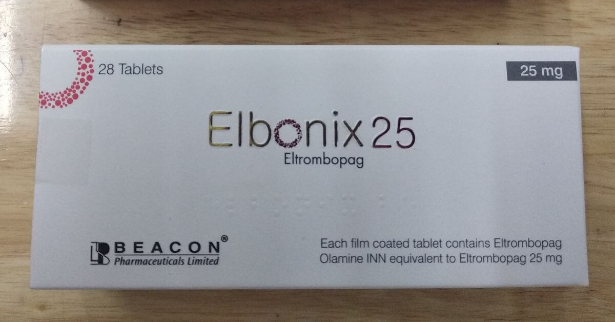 Thuốc Elbonix 25mg điều trị cho người bị Giảm tiểu cầu miễn dịch nguyên phát ITP hoặc HCV, giảm tiểu cầu ở người lớn bị viêm gan C mạn tín, hoặc thiếu máu bất sản nghiêm trọng hình 2