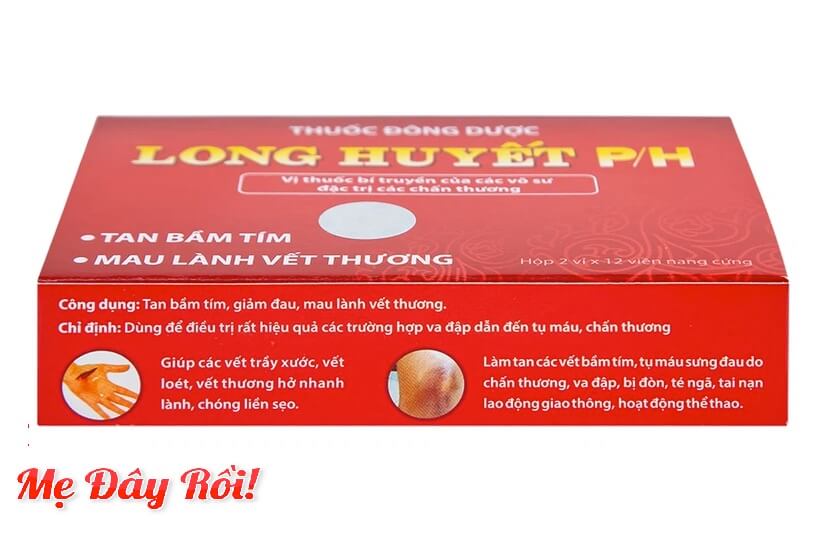 Thuốc Long Huyết P/H giúp giảm sưng đau, tan bầm tím, bong gân từ chấn thương, va đập, té ngã, điều trị vết trầy xước, cắt sâu, giúp vết thương mau khô, tiêu sưng, chống phù nề, phục hồi sau phẫu thuật, làm liền sẹo, trị mụn nhọt hình 3