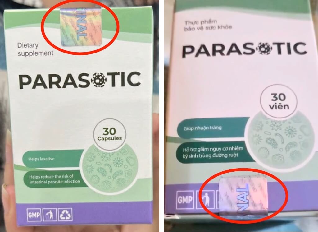 Parasitic chính hãng sẽ có 2 tem chống giả