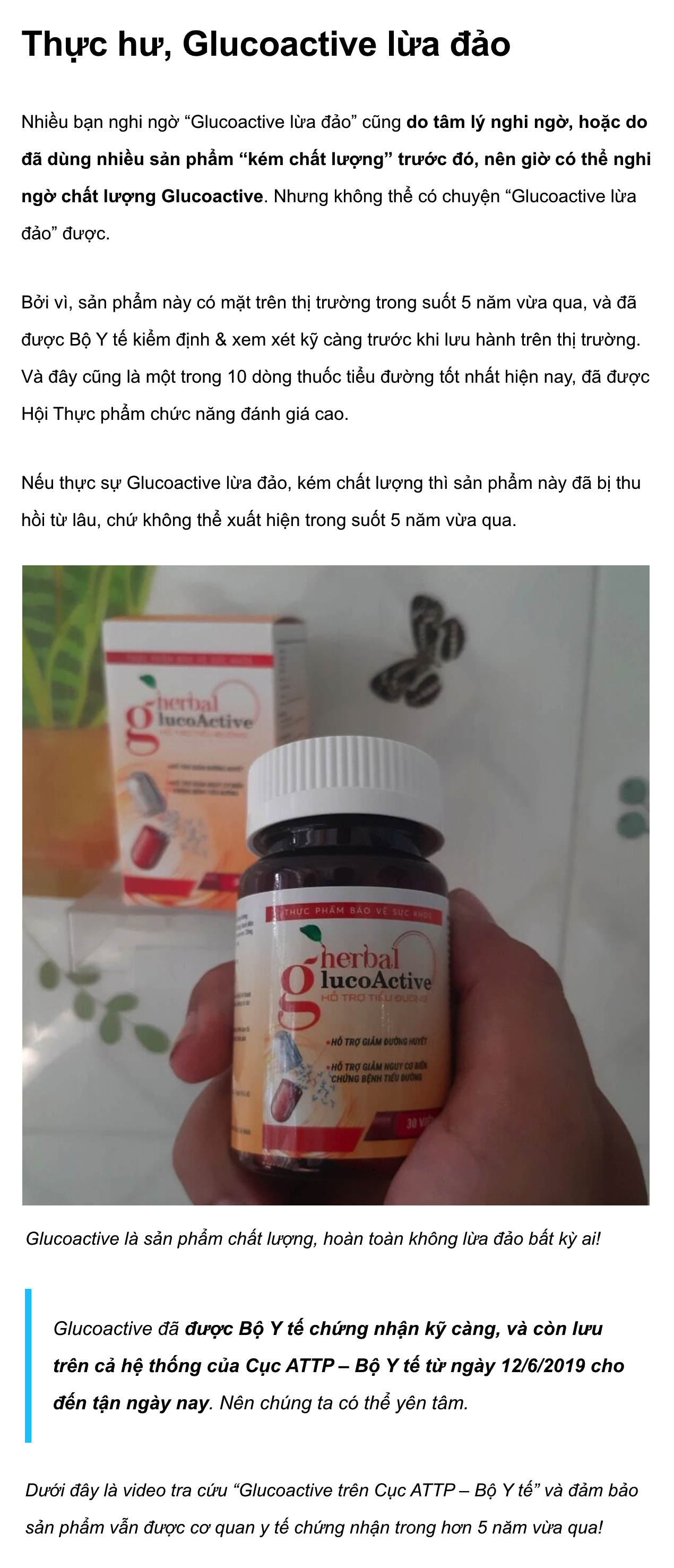 Herbal Glucoactive lừa đảo