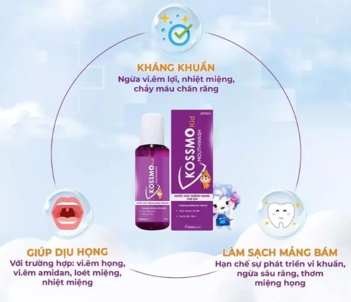 Nước súc miệng họng Kossmo Kid 8