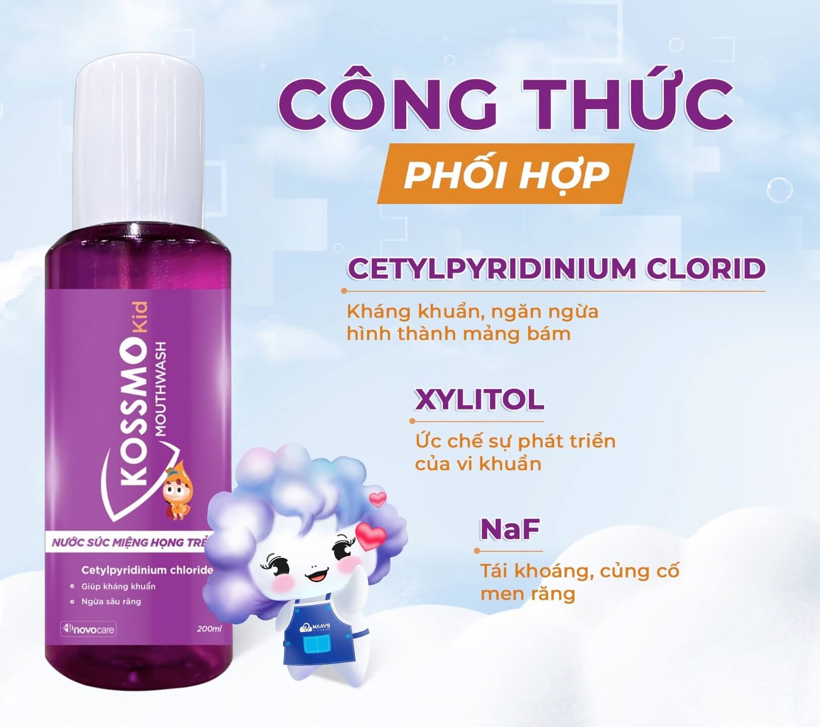 Nước súc miệng họng Kossmo Kid 9